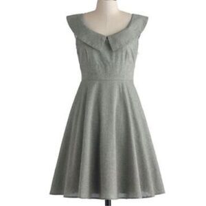 ModCloth Myrtlewood Pinup Grey Linen Collared Dress Sz XS